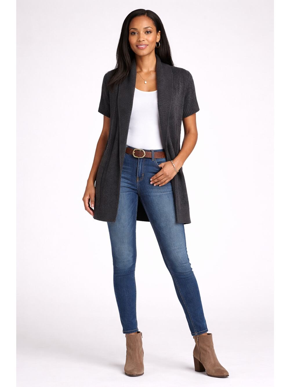 Banana Republic Womens Cardigan Short Sleeve Open Front Wool Blend Size Small